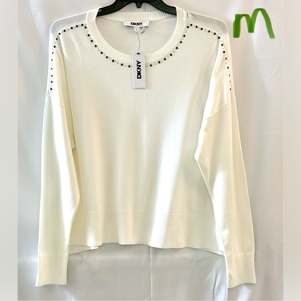 DKNY White Studded Women's Top